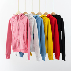 Cross-border scuba full-zip slim fit sweatshirt outerwear winter sports fleece hooded jacket with extra warm removable hood casual yoga