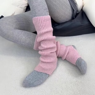 Ballet Girl's Socks Solid Color Leg Cover Knitted Long Barrel Stacked Socks Spring and Summer Wool Pink Foot Jk Socks
