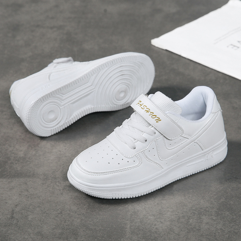 White Shoes, Spring Low-Top Children's Sneakers, Leather-Covered Children's Shoes, Men's and Women's Primary and Secondary School Students' Skateboard Sports Shoes, Casual Shoes