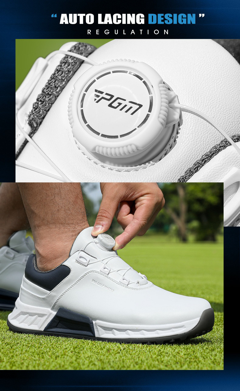 Giày Golf PGM Nam Đệm Phục Hồi Cao Su Núm Dây Chống Thấm — Màu xanh sáng-[đệm đàn hồi/gai chống trượt được cấp bằng sáng chế/siêu chống thấm nước] XZ432 chi tiết 11