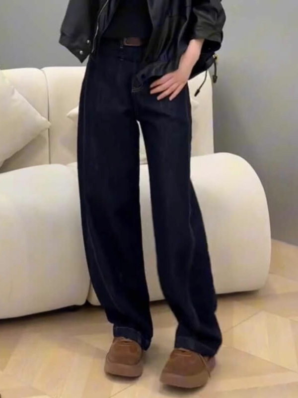 大码弯刀牛仔裤女春秋胖mm显瘦香蕉裤窄版阔腿宽松镰刀拖地长裤子|undefined