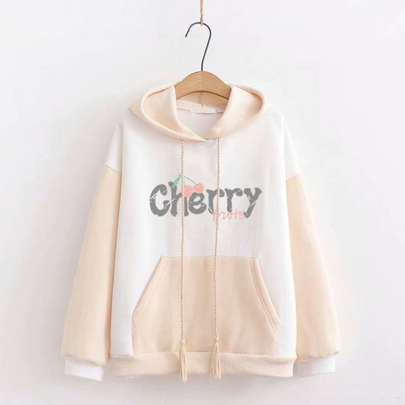 (2개) 달콤한 귀여운 재미있는 디자인 소녀 후드 느슨한 캠퍼스 스타일 스웨트 셔츠 모리 스타일 귀여운 스타일 가을 재킷 학생 패션