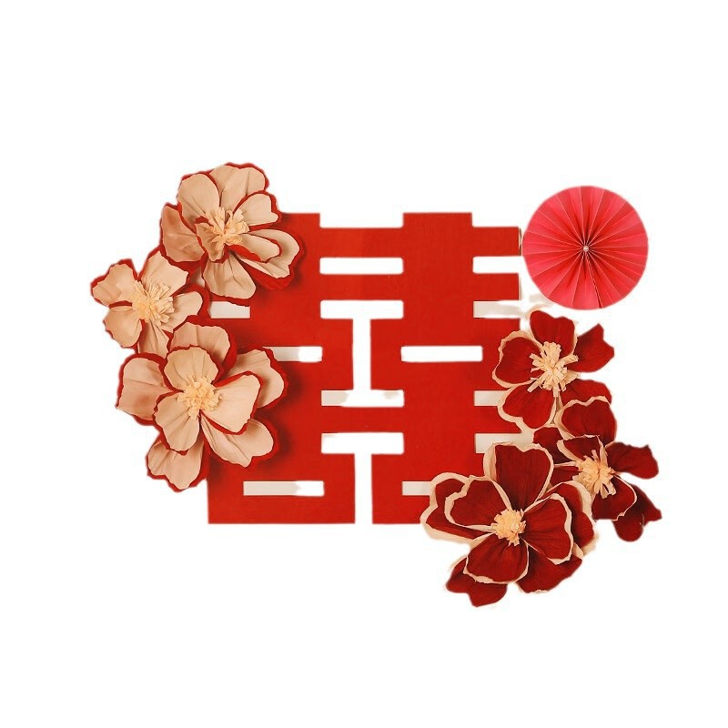 Decoración de la casa de bodas para hombres y mujeres, nueva casa de bodas, flores de arrugas rojas, flores de boda