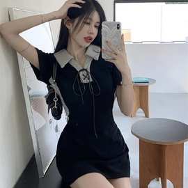 辣妹修身显瘦包臀短裙POLO连衣裙女夏小个子甜辣紧身性感裙子夏季