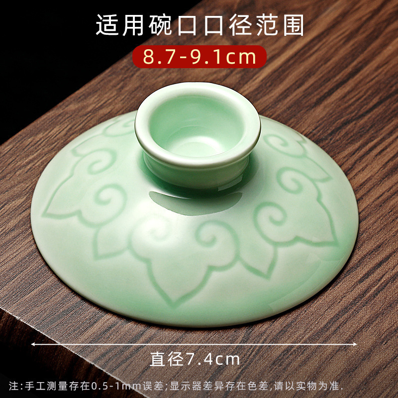 泡茶盖碗盖子白瓷描金盖碗单盖子三才盖碗茶碗茶杯盖子配盖陶瓷|undefined