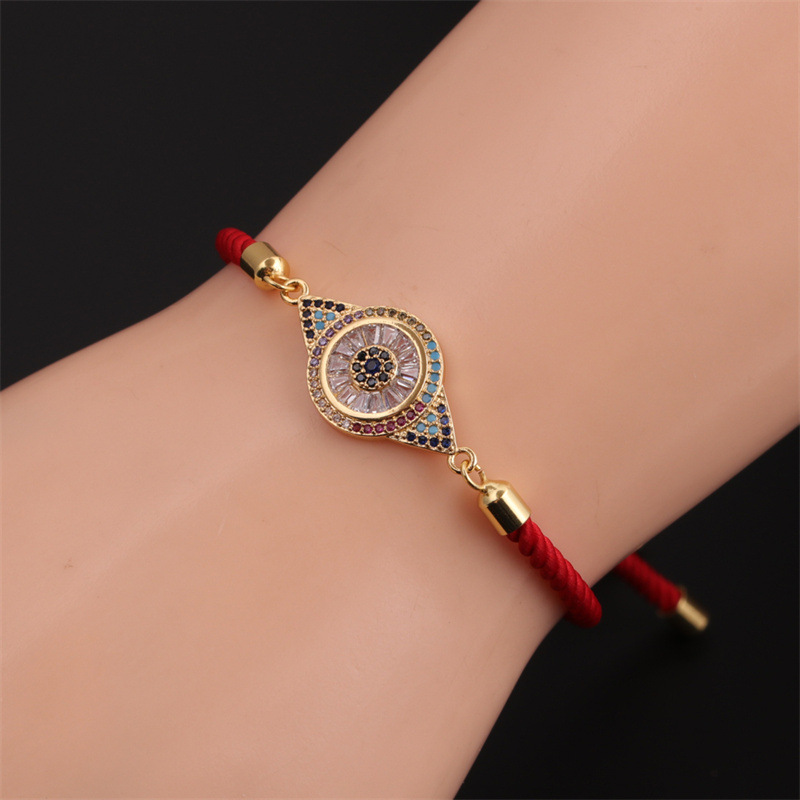 Copper Inlaid Zircon Eye Woven Retro Adjustable Bracelet Wholesale Jewelry Nihaojewelry display picture 7