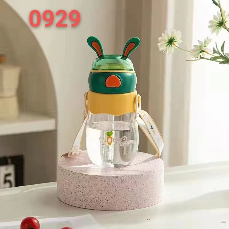 Tianyi nuevas orejas de conejo de silicona para niños taza de paja Correa Linda taza de agua kindergarten cuerda portátil taza de agua