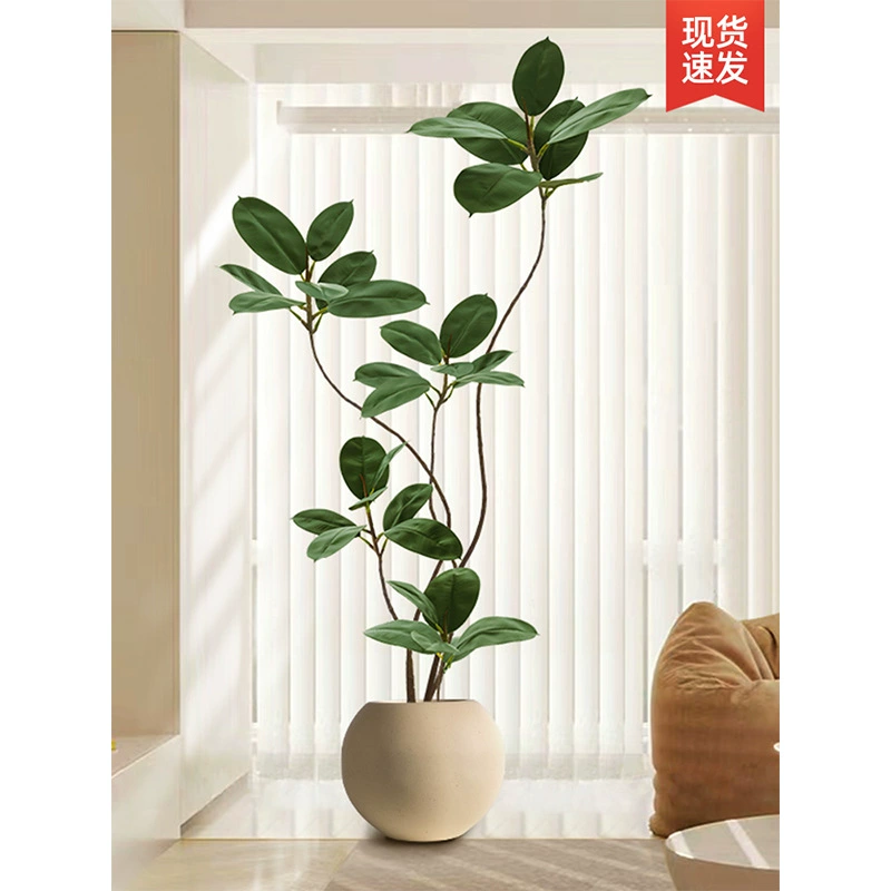 Искусственное зеленое растение, резиновое дерево, черный бриллиант, домашняя гостиная, зеленое искусственное дерево, высококачественное легкое роскошное напольное большое декоративное украшение.