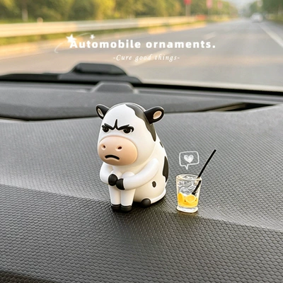 Figurine Cute Ugly-Cute Cow | Car ornaments - emo-niuniu-lemon-tea-free-traceless-glue