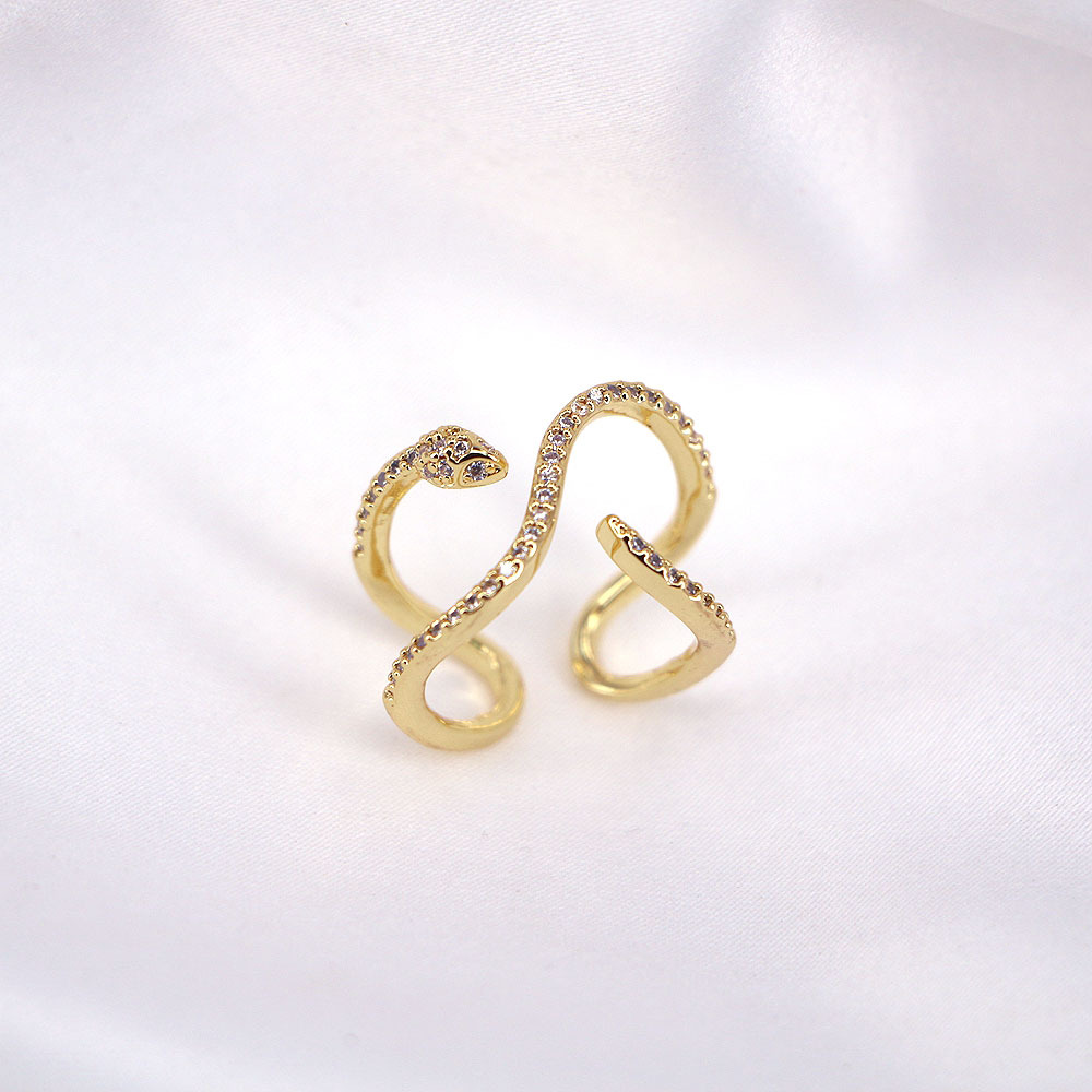 New Retro Animal Snake Women's Diamond Zircon Fashion Gold-plated Copper Ring display picture 3