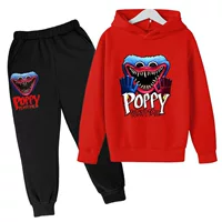 Трансграничные новые детские теплые свитера с капюшоном Poppy Playtime Бобби с принтом плюс брюки два