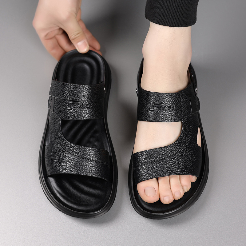 Herren Sandalen Aus Echtem Leder Für Outdoor Und Freizeit_voghion.com