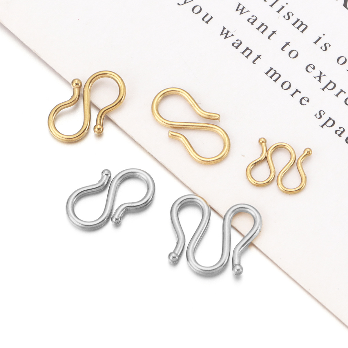Stainless Steel Plated with 18K Gold m Buckle S Buckle Bracelet Necklace End Connector Handmade DIY Jewelry Materials Accessories Wholesale