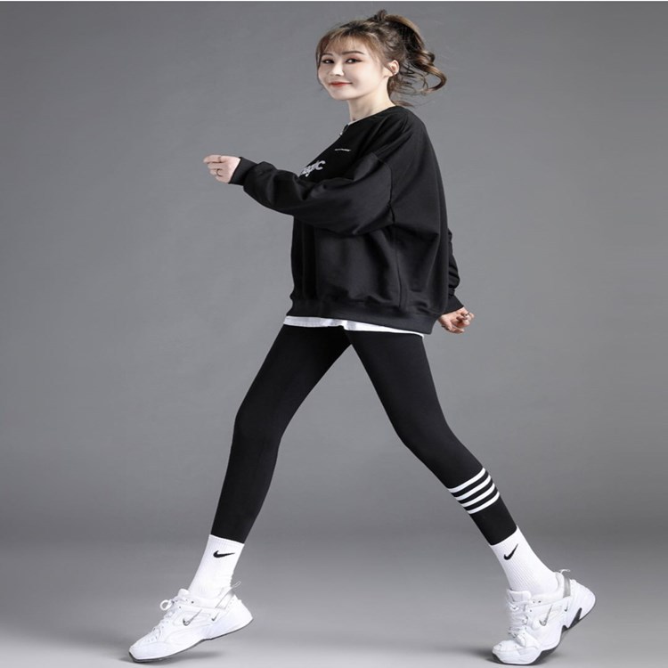 Shark Pants Women Wear Thin Black Leggings