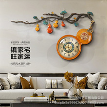 纯铜挂钟新中式创意葫芦客厅挂墙钟表高级感卧室高档大气装饰挂表