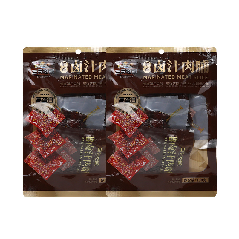 三只松鼠卤汁肉脯100g/袋独立小包装原味风干熟食肉脯休闲小吃