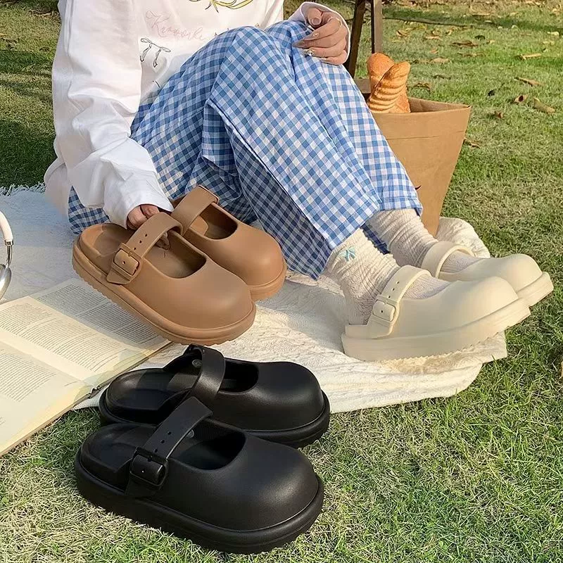 Весна и лето новые модные простые дикие Бокен носят женские сплошной цвет мягкие подошвы нескользящие тапочки