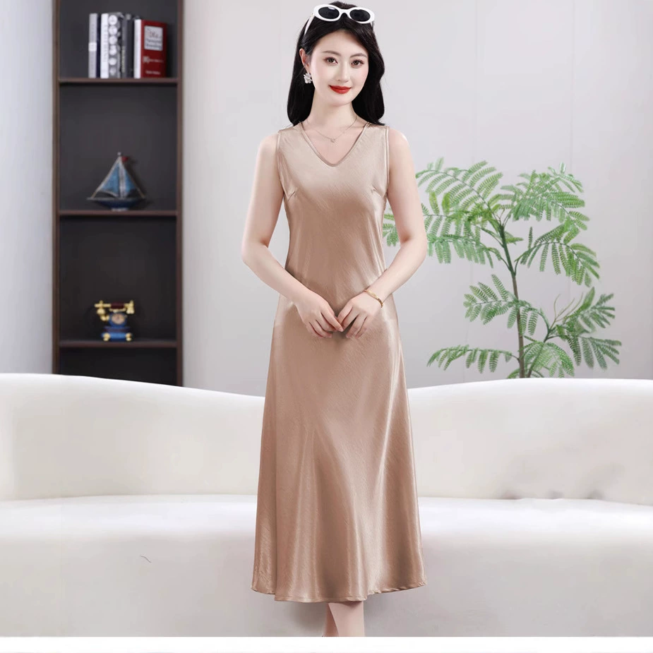 2025 новое платье без рукавов модное новое окрашенное однотонное платье большого размера, закрывающее живот, утягивающая длинная юбка