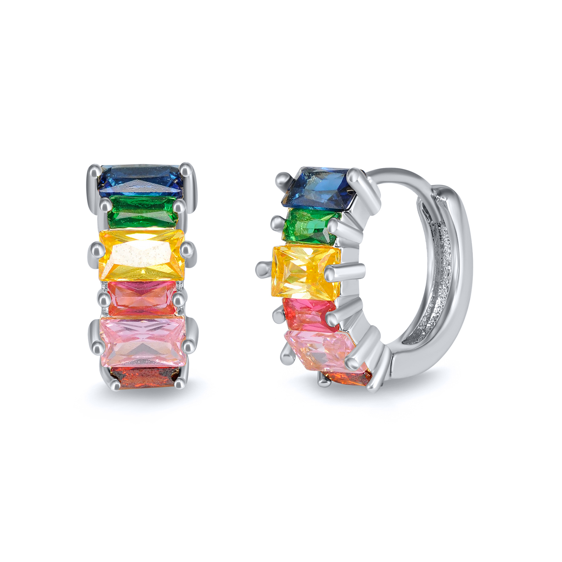 Cross-border Inlaid Color Colored Zircon Irregular Copper Ear Bone Buckle display picture 2