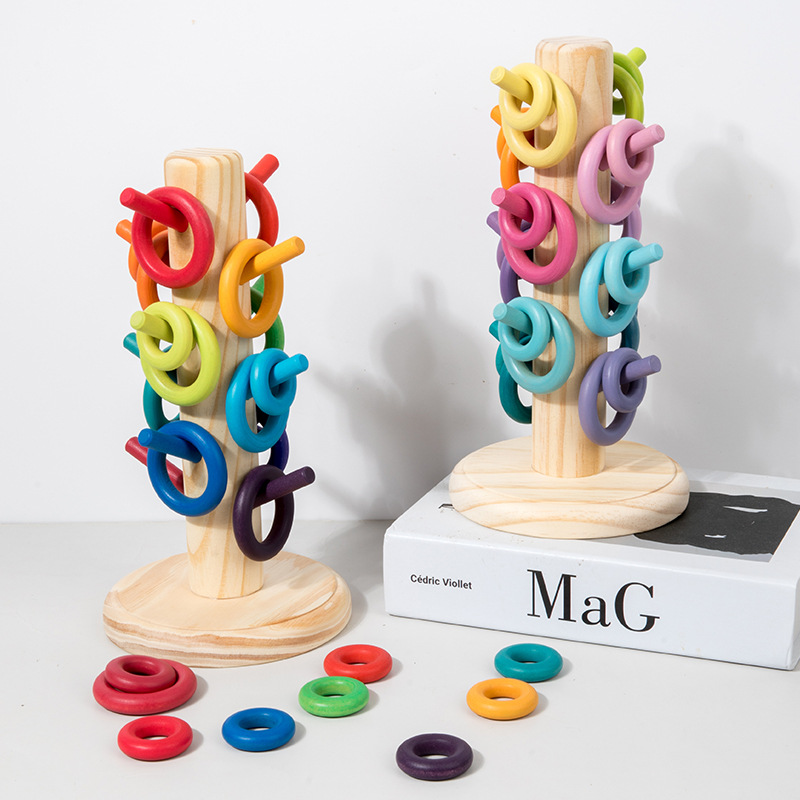 Árbol de música color puzzle de madera infantil juguetes de inserción al por mayor