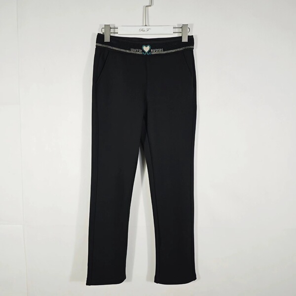 spring black warm fitted casual trousers