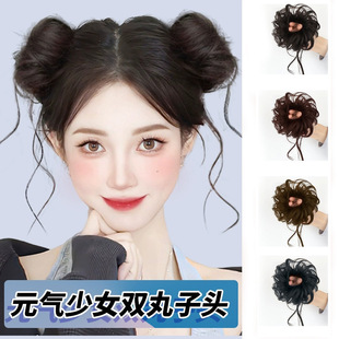 Dragon Beard Double Ball Head Wig Artificial Hair Fluffy Lazy Hair Pack Cute Girl Long Beard Flower Bud Hair Circle