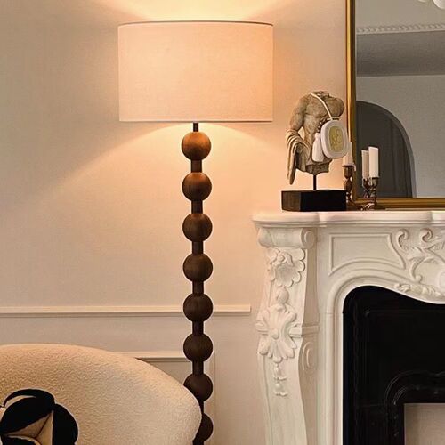 French Medieval Wabi-Sabi Style Floor Lamp, American Minimalist Retro Solid Wood Living Room Bedroom High-End Corner Atmosphere Lamp