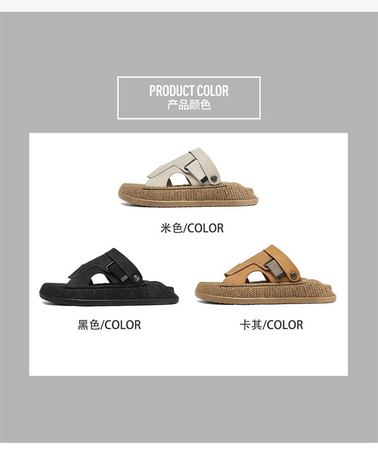 Dép sandal nam quai ngang mở ngón chân, đế EVA chống trượt, thoáng khí, cỡ lớn — 8012 màu kaki, 8012 đen, 8012m màu chi tiết 5