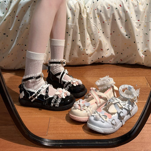 Big Head Baby Shoes Japanese Mary Jane Flat Lolita JK Small Leather Shoes Women's Round Head Flat Shallow Princess Single Shoes