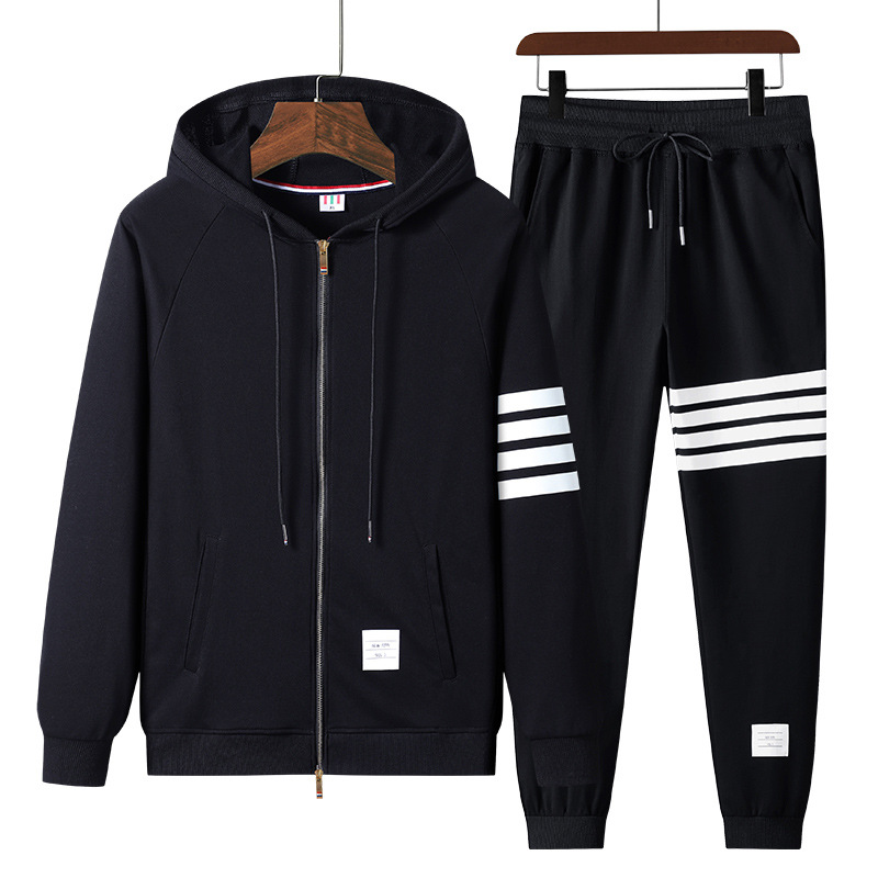 Primavera y otoño transfronterizos trajes de ocio de moda para hombres chaqueta con capuzas pantalones deportivos de comercio exterior marca de moda de dos piezas