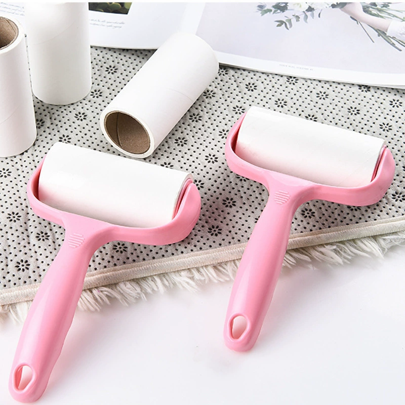 Pet lint roller replacement paper cores, adhesive refill rolls with optional handle cover (packable)
