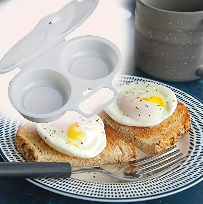 Manufacturer Wholesale Microwave Egg Steamer Box, Plastic Two-Compartment Egg Steamer, Heat-Resistant, Easy to Clean, Creative Kitchen Gadget