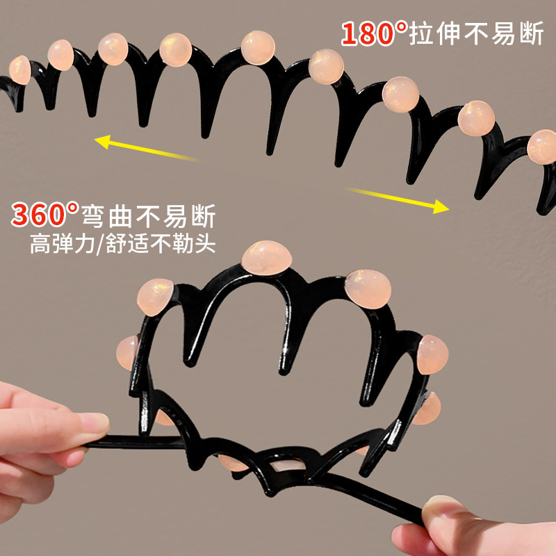 韩版珍珠发箍高颅顶压发防滑带齿头箍少女洗脸化妆碎发卡头饰|undefined