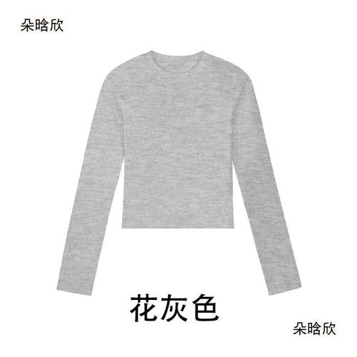 New style women's undershirt new Korean version round neck long sleeve t-shirt slimming slimming short top 