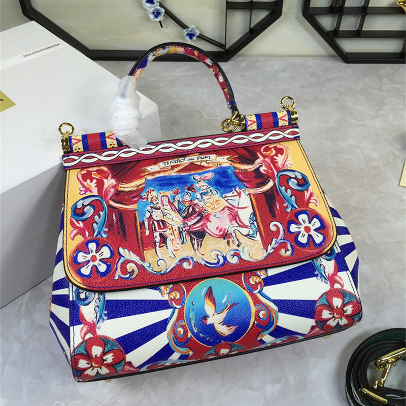 D new G bag cowhide printed tie-dyed flower portable shoulder messenger bag European and American vintage blue and white porcelain handbag