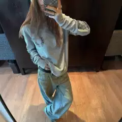 Ch25 Autumn Cro Waffle Slim Fit Top Elastic Classic Base Shirt Round Neck Long Sleeve Sweatshirt Live in Stock