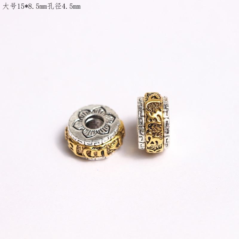 High-quality ancient Xizang silver, rotatable and non-fading DIY beads, barrel beads, spacer beads, Xizang-style cultural craft bracelet accessories