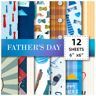 12 Pieces/Pack Amazon New Father's Day Holiday Gift Outer Packaging Decorative Paper DIY Card Making Background Paper