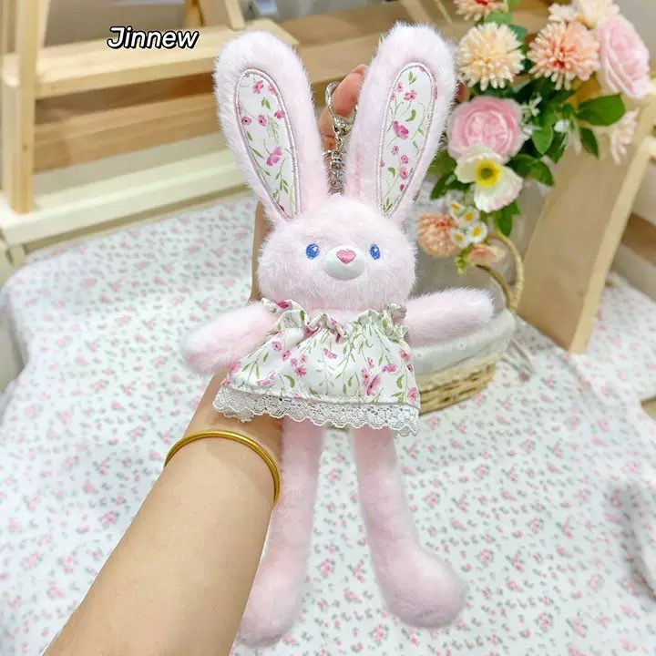 人気の新製品、楽しい花柄スカート、花柄プルウサギぬいぐるみキーホルダー、親友バックパックペンダント供給|undefined