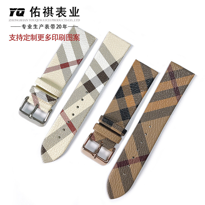 Classic diagonal checkered leather Apple watch strap with waterproof edging, suitable for men and women, compatible with Samsung and Huawei watches Classic diagonal checkered leather Apple watch strap with waterproof edging, suitable for men and women, compatible with Samsung and Huawei watches