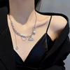 Retroreflective cute necklace from pearl, chain, pendant stainless steel, sweater hip-hop style