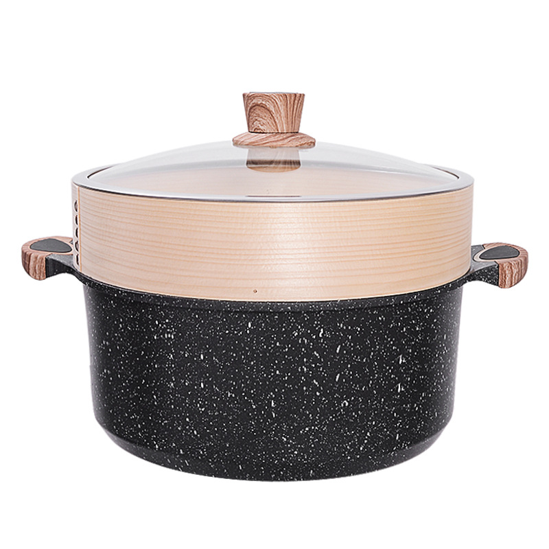 Maifan piedra olla de sopa hogar antiadherente de doble oído olla de fideos al vapor sopa de gas Cocina de Inducción especial olla caliente palillos olla