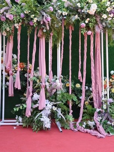 Wedding Auditorium Stage Arrangement Princess Braids Color Fabric Strip Window Hanging Decoration Wedding Props Site Arrangement
