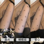波点丝袜防勾丝日系洛丽塔提花蝴蝶结爱心连裤显瘦薄款性感黑丝jk