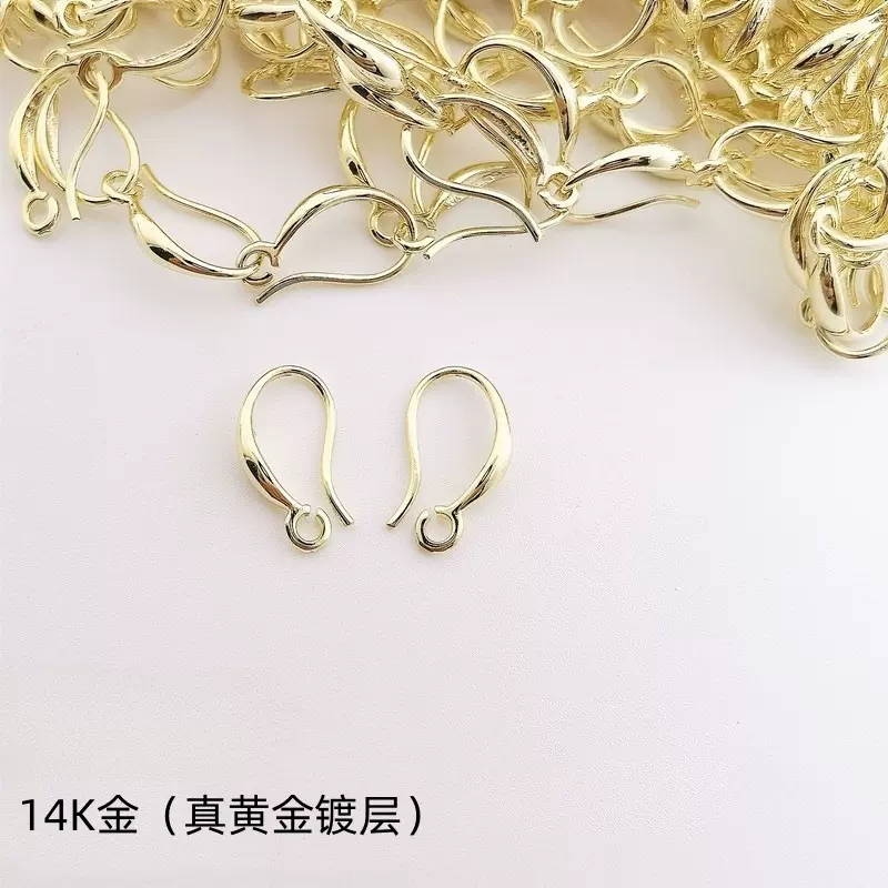 15MM镀真黄金耳钩环保铜挂镀保色耳钩金属质感diy手工耳饰配件