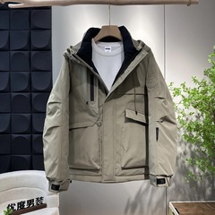 【国标绒】冬季新款羽绒服男士韩版连帽工装防风保暖外套冬装男士