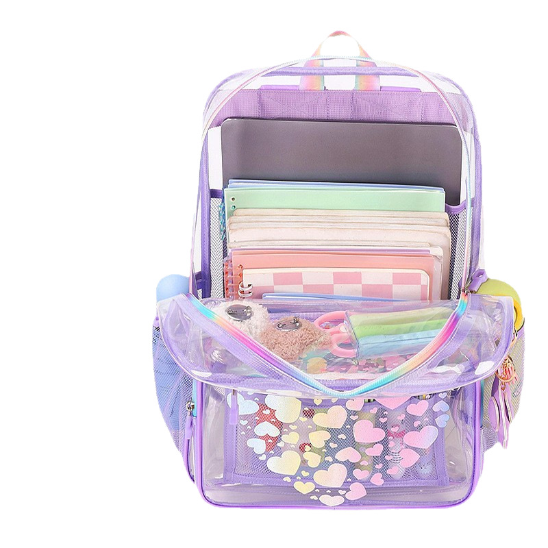 Amazon mochila de PVC transparente explosión de patrón de impresión de personalidad para estudiantes de secundaria y secundaria de hombro mochila de jalea