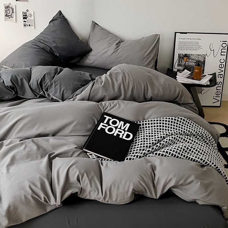 Cama de cuatro piezas A clase madre y bebé dormir desnudos ropa de cama de algodón lavado con agua cubierta cama dormitorio cama de tres piezas