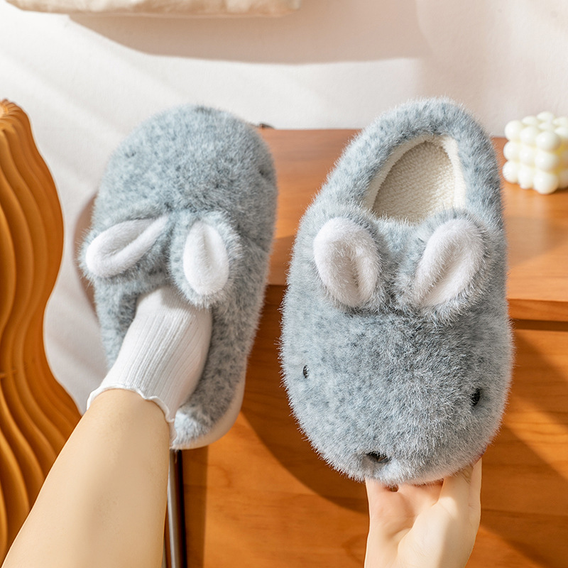 Zapatillas de algodón para mujer Otoño e Invierno 2023 Nuevo Hogar interior lindo antideslizante cálido fondo grueso felpa Zapatillas de algodón para hombres