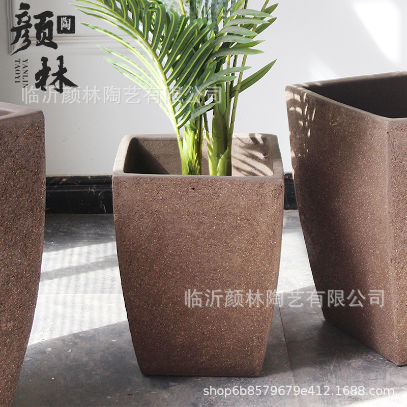 Cuadrado cerrado fondo maceta de cerámica gruesa maceta de paisaje de gran tamaño maceta de árboles de plantación maceta de árboles de semillas espesar maceta de arena violeta transpirable